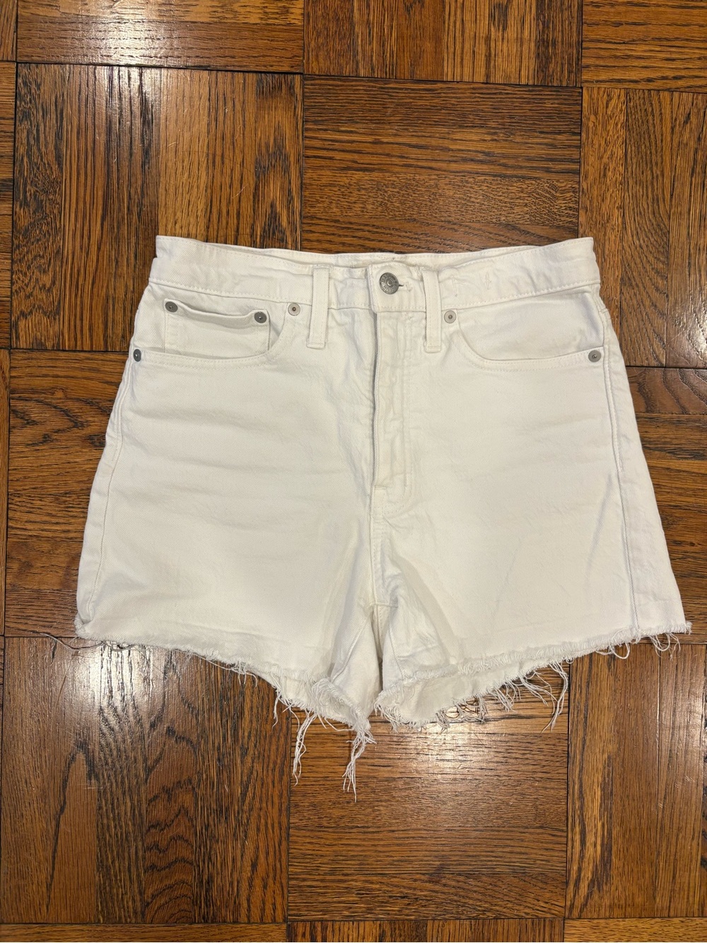 Madewell White Frayed Hem Denim Cutoff Shorts